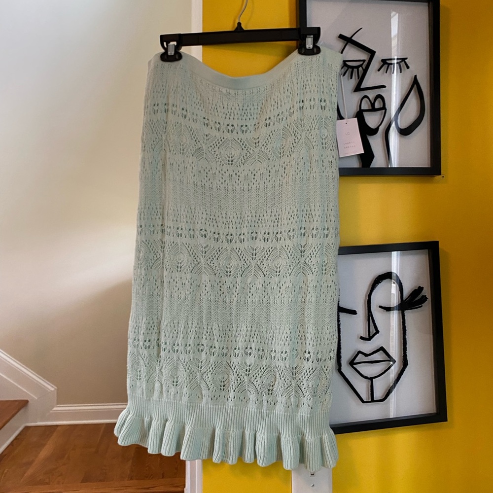 Lauren Conrad Knit Mint Crochet Skirt Size 1X- NWT